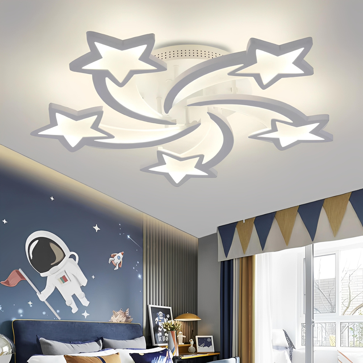 Lustre plat en forme d'étoile à LED dimmable (plusieurs tailles)