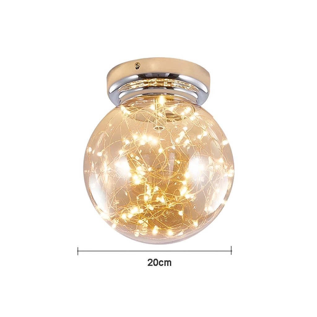 Plafonnier Moderne LED avec Globe en Verre – Guirlande Intégrée