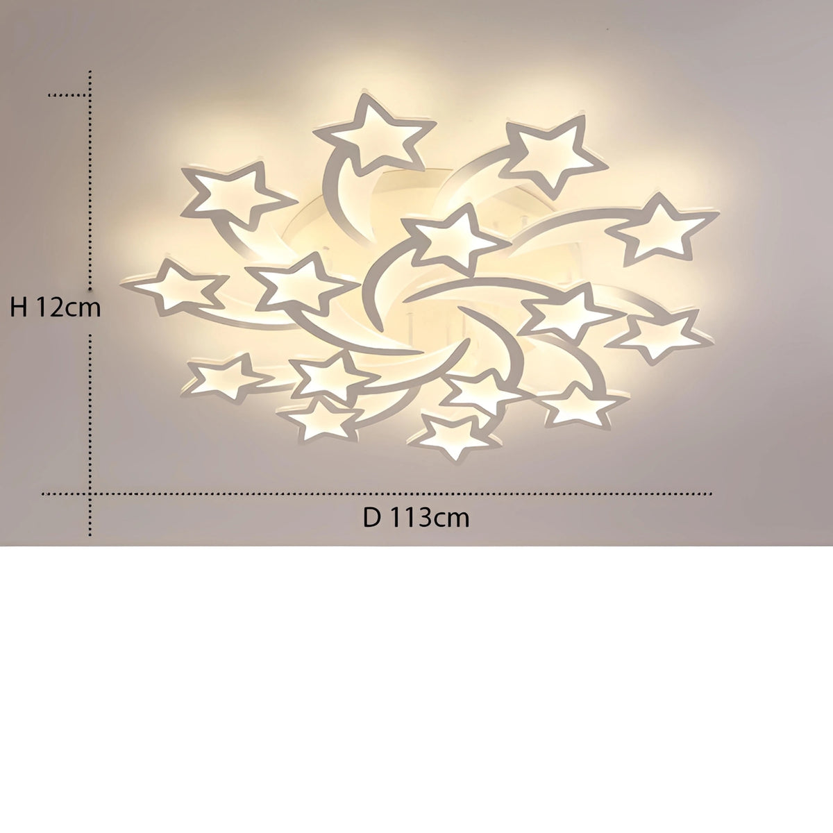 Lustre plat en forme d'étoile à LED dimmable (plusieurs tailles)