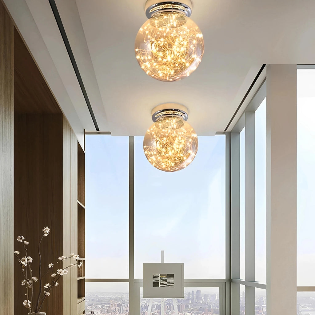 Plafonnier Moderne LED avec Globe en Verre – Guirlande Intégrée