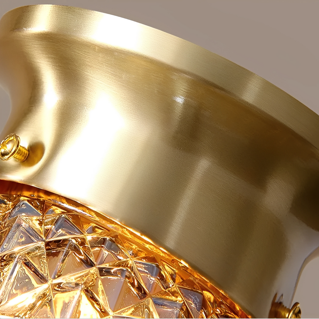 Plafonnier design à LED en métal et verre ambré