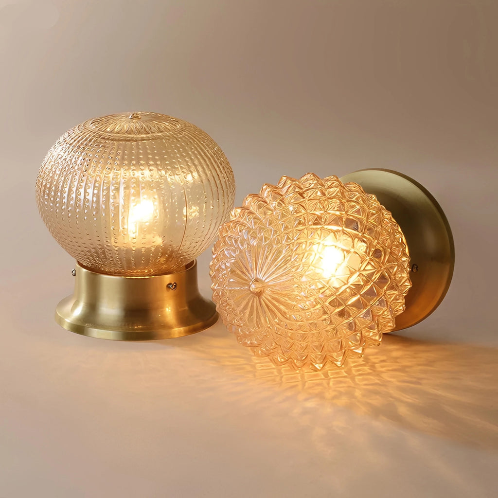 Plafonnier design à LED en métal et verre ambré