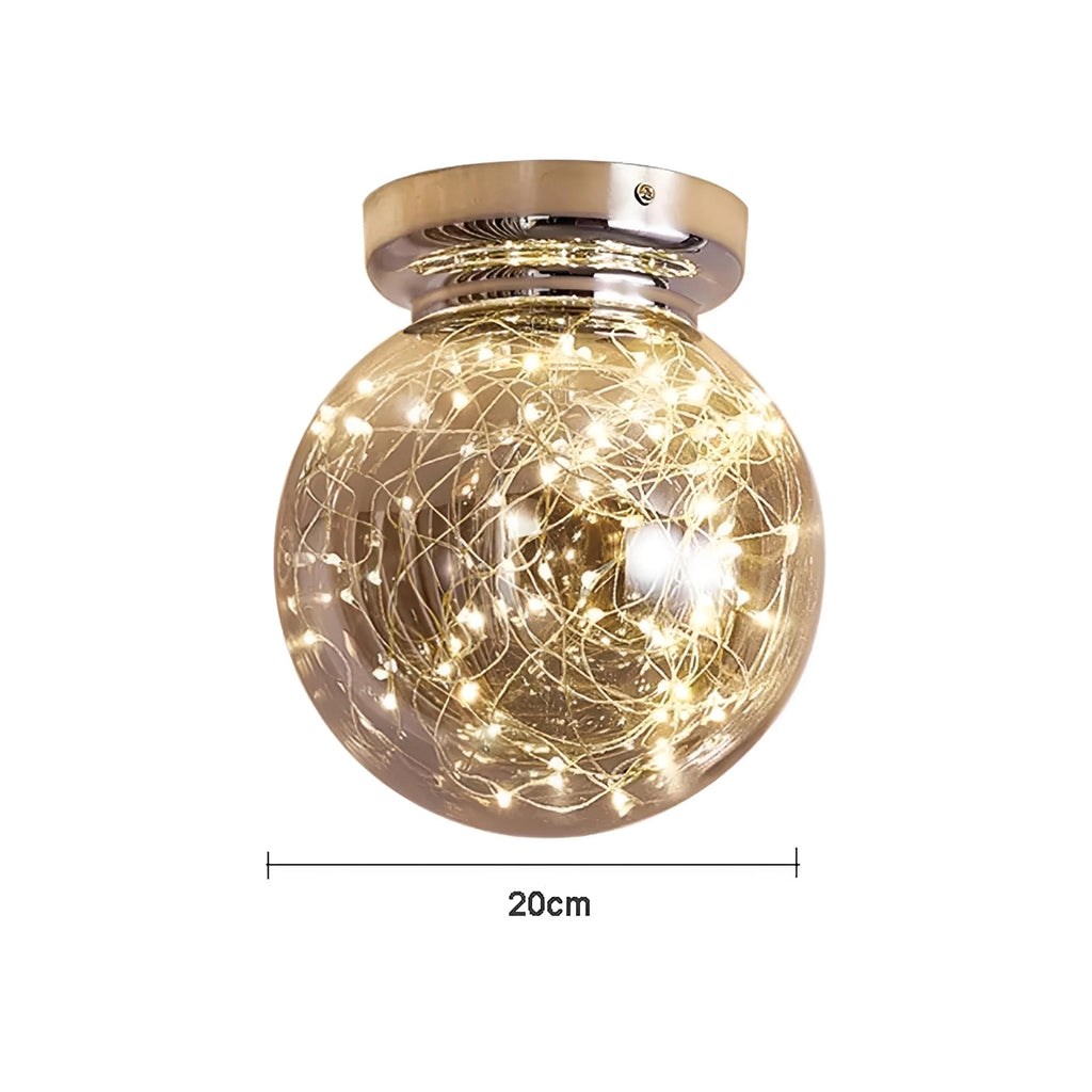 Plafonnier Moderne LED avec Globe en Verre – Guirlande Intégrée