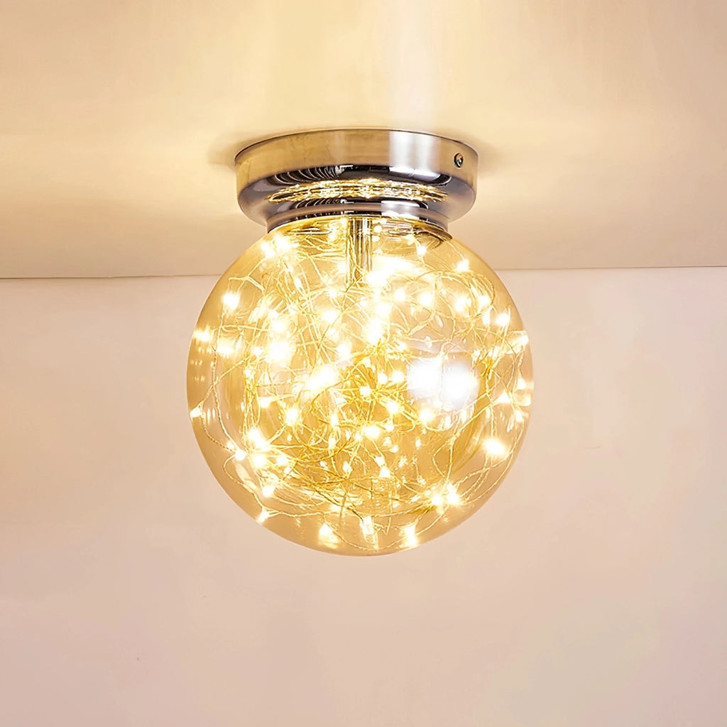 Plafonnier Moderne LED avec Globe en Verre – Guirlande Intégrée