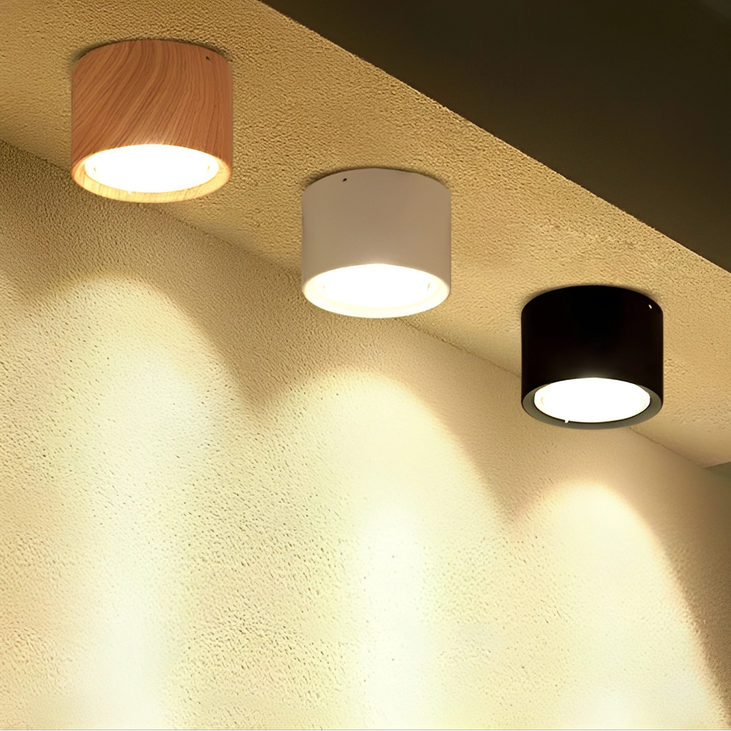 Plafonnier LED en Bois Nordique — Spot Rond Plafond