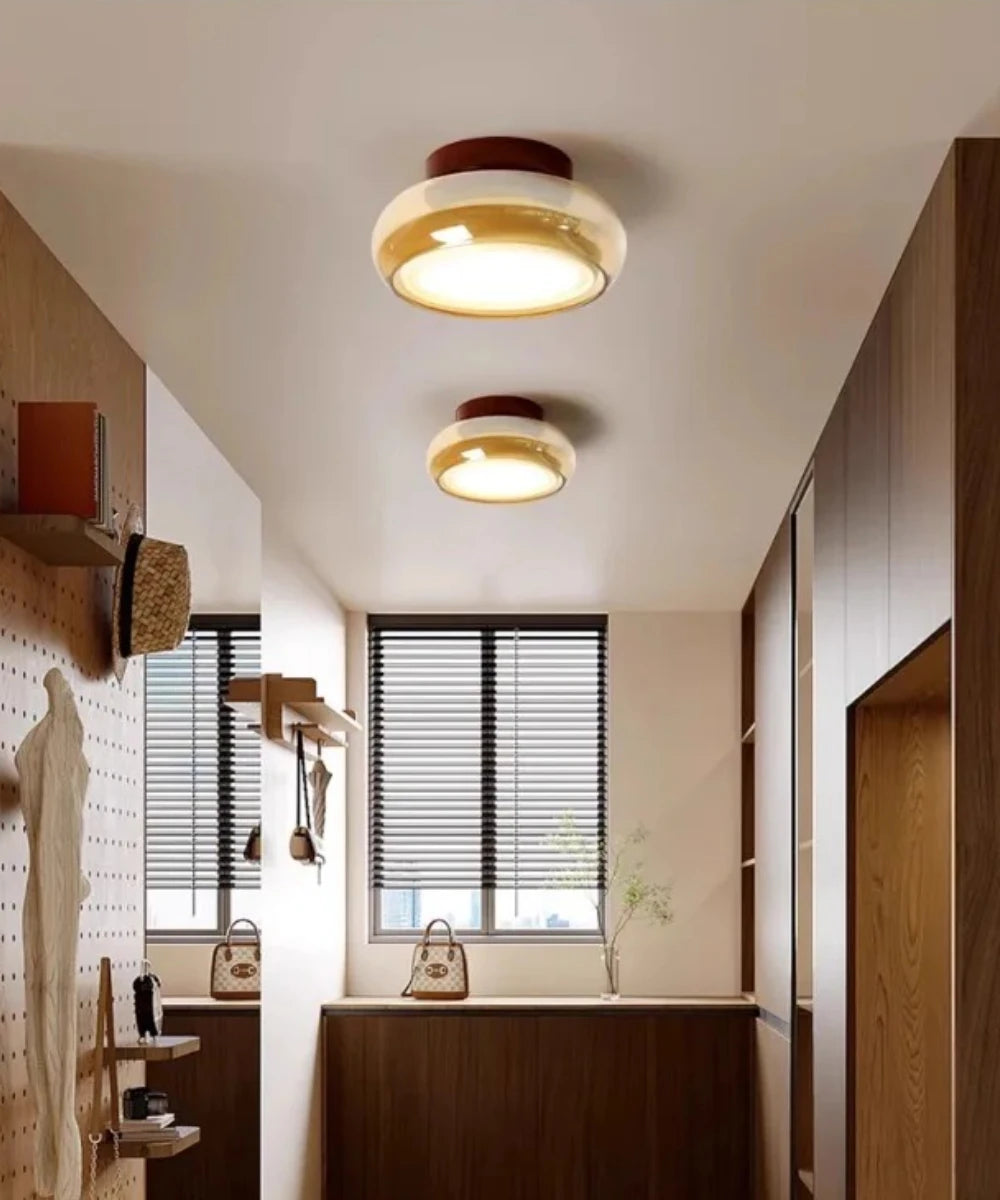 Plafonnier Industriel Verre — LED Ambré ou Fumé