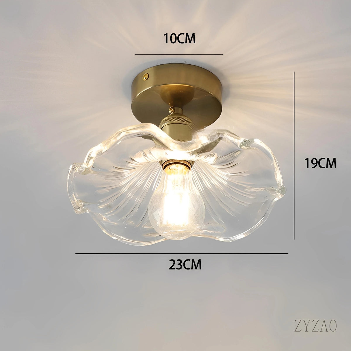 Plafonnier Verre Ondulé Vintage Créatif en Forme de Fleur