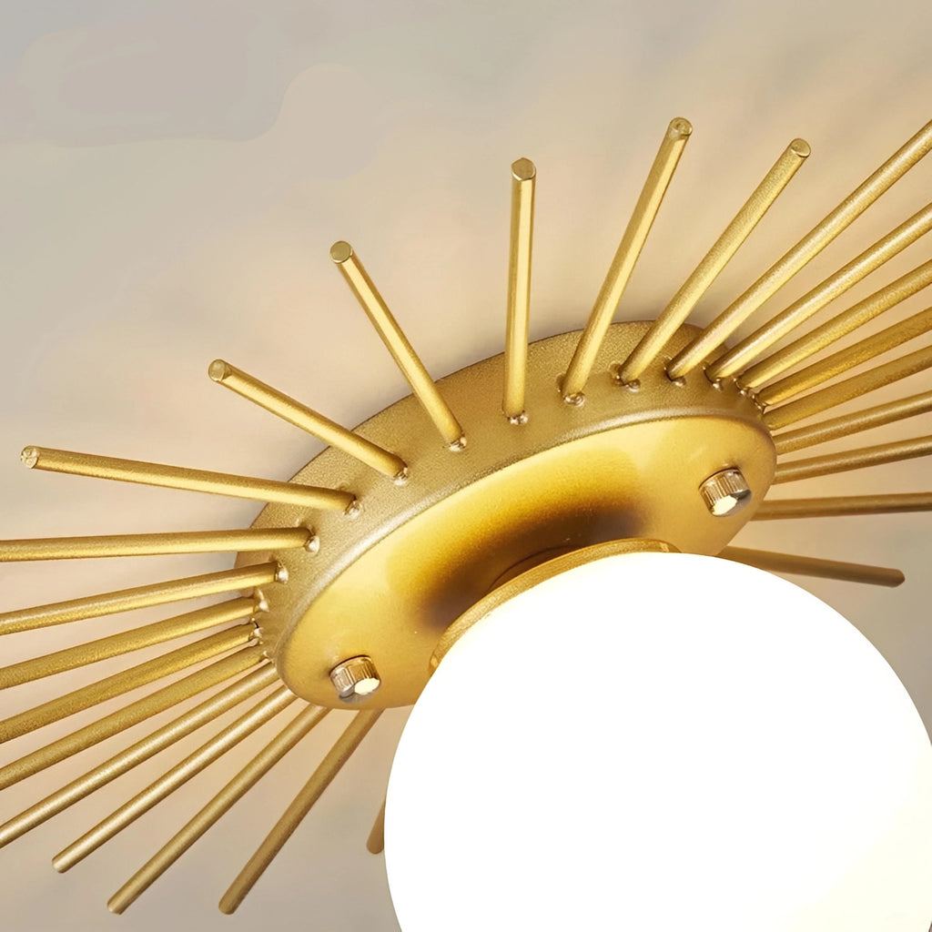 Plafonnier Moderne avec Boule en Verre et Métal Doré