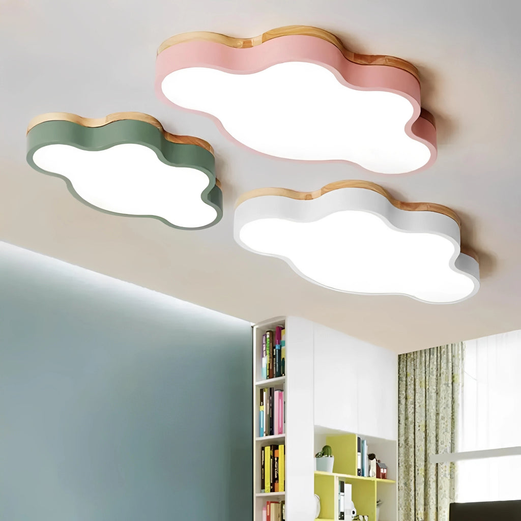 Plafonnier en Bois à LED en Forme de Nuage