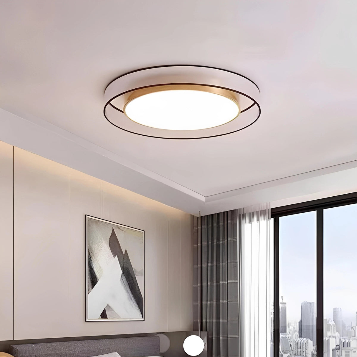 Plafonnier Design LED Doré avec Disque Loft