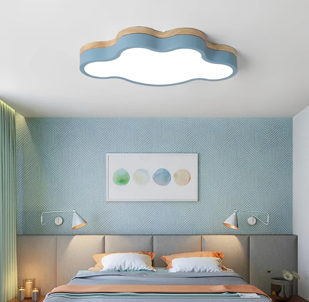 Plafonnier en Bois à LED en Forme de Nuage