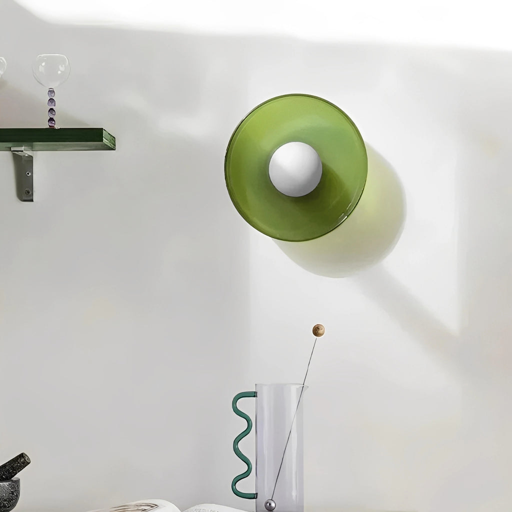 Plafonnier en Verre Nordique à Tête Unique G9 | Disque Coloré