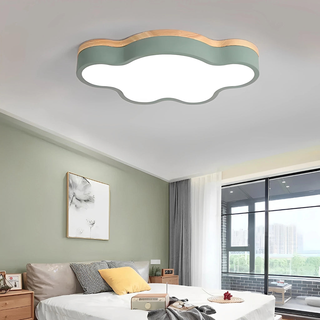 Plafonnier en Bois à LED en Forme de Nuage