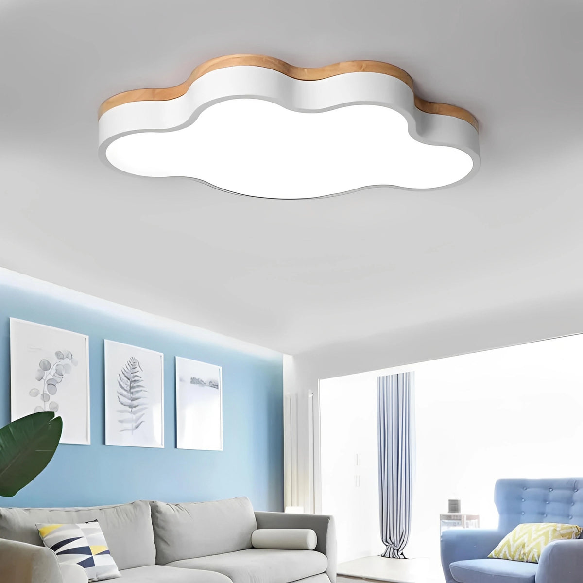 Plafonnier en Bois à LED en Forme de Nuage
