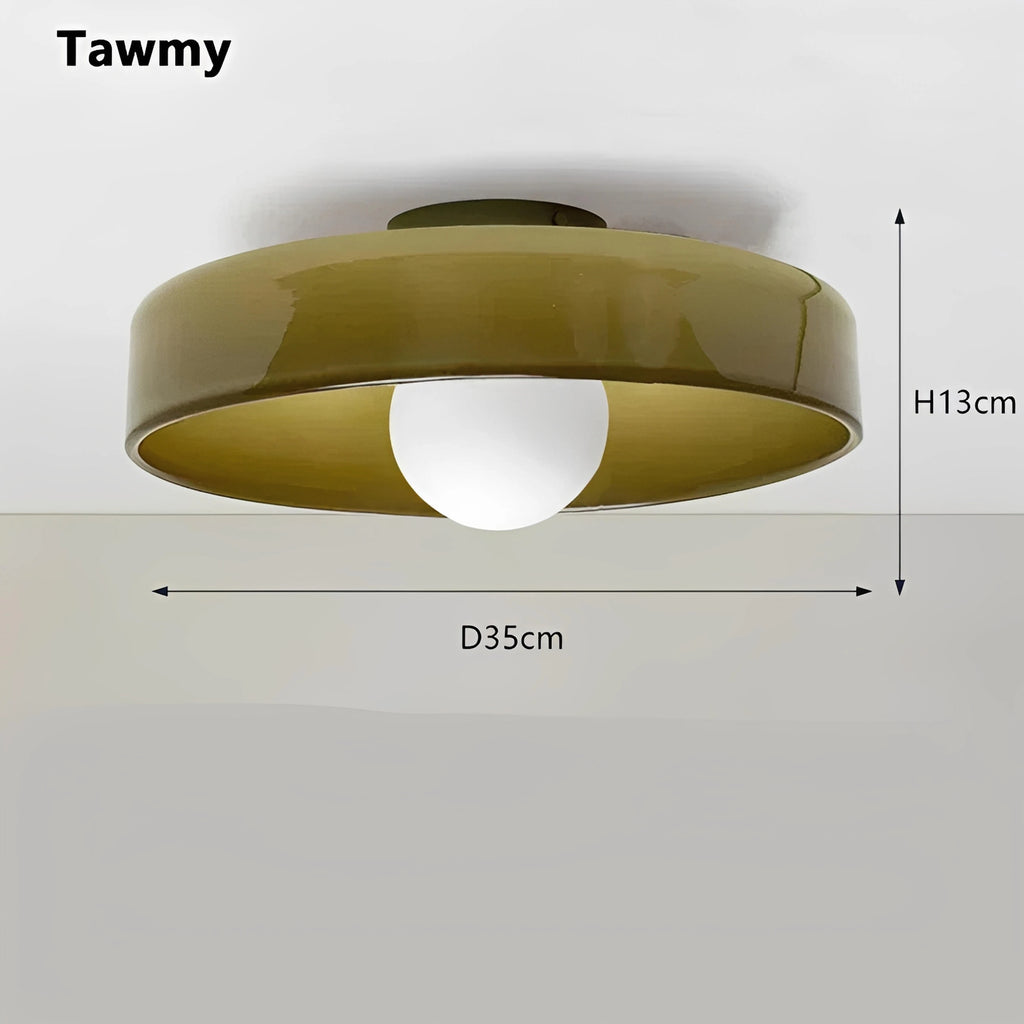 Plafonnier en Verre Nordique à Tête Unique G9 | Disque Coloré