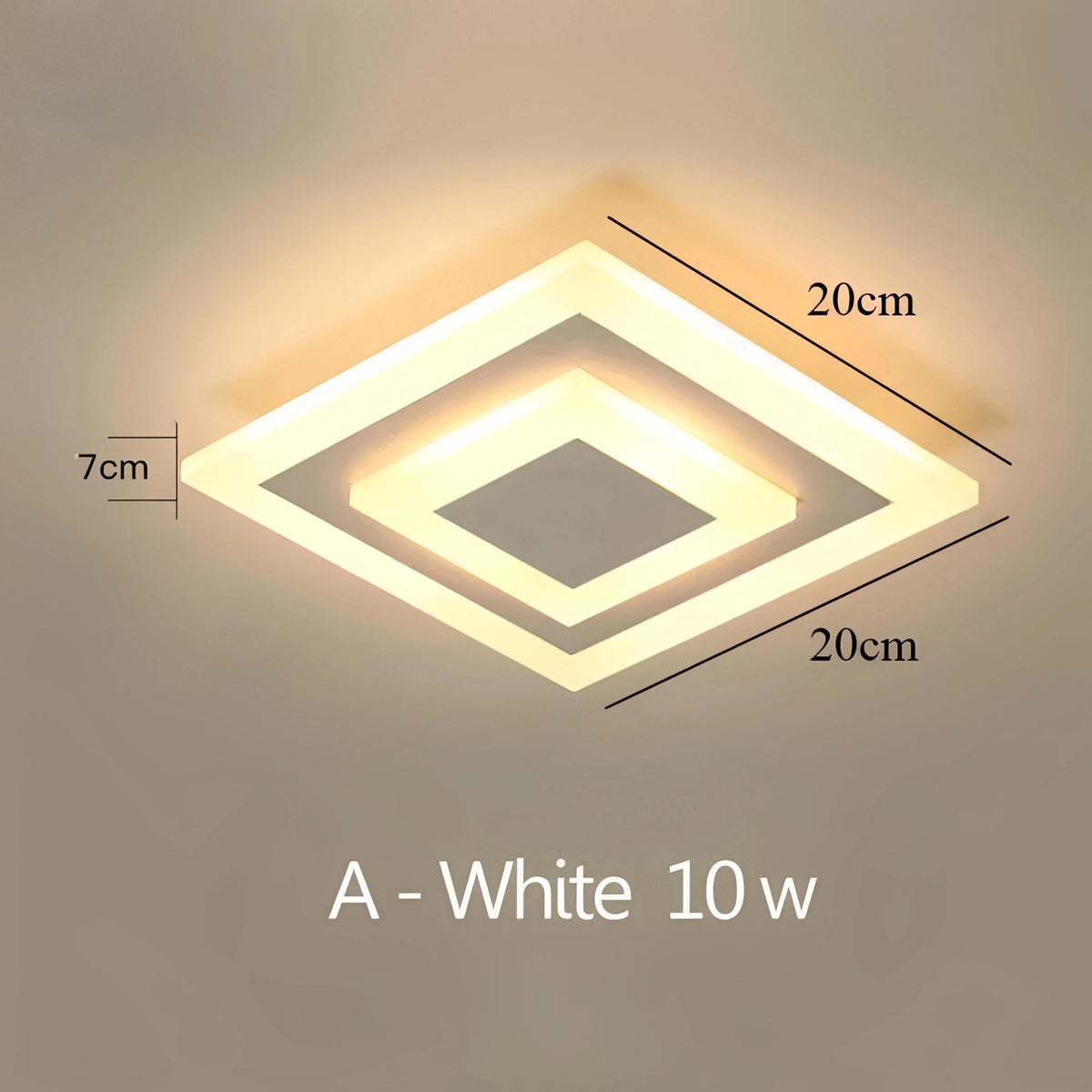 Plafonnier Carré Moderne avec LED — Géométrique & Dimmable