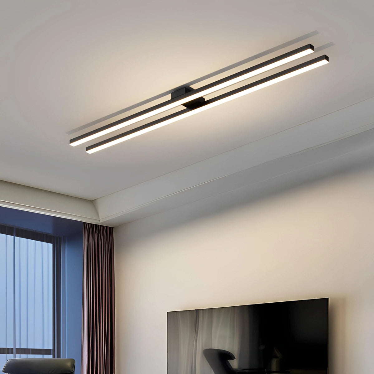 Plafonnier Design Industriel LED avec Barre Lumineuse Warren | Aluminium Ultra-Plat