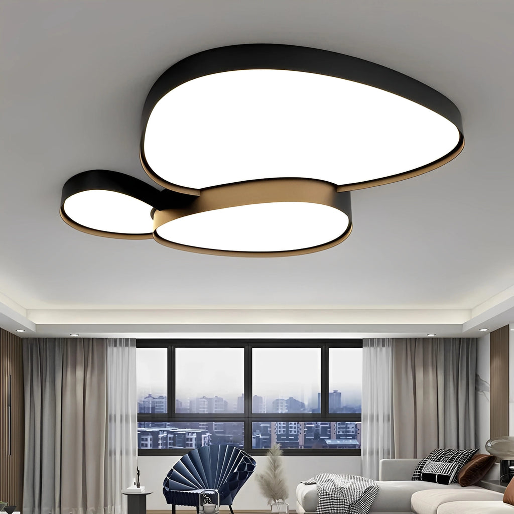 Plafonnier LED Design Décoratif Noir et Blanc — Forme Organique Moderne