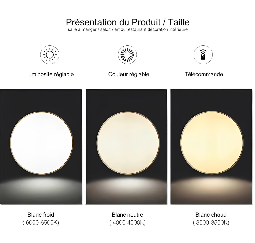Plafonnier Design LED Doré avec Disque Loft